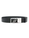 Brioni Logo-buckle Reversible Leather Belt In Black