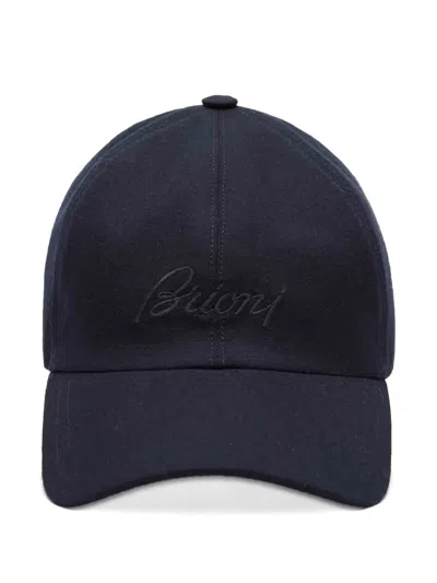 Brioni Logo-embroidered Cap Hat In Blue