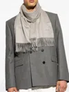 Brioni Logo-embroidered Fringe Scarf In Gray