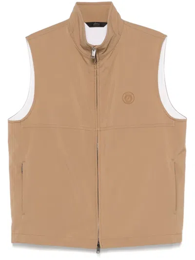 Brioni Logo-embroidered Gilet In Brown