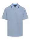 Brioni Striped Edge Polo Shirt In Cotton In Blue