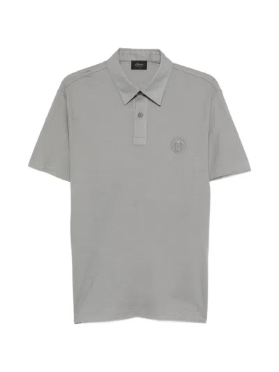 Brioni Logo-embroidered Polo Shirt In Gray