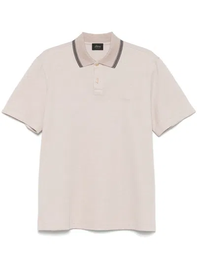 Brioni Logo-embroidered Polo Shirt In Neutrals