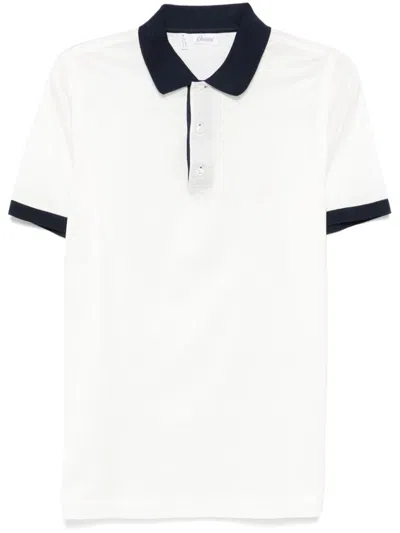 Brioni Logo-embroidered Polo Shirt In White