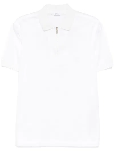 Brioni Logo-embroidered Polo Shirt In Weiss