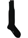 Brioni Logo-embroidered Socks In Black