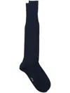 Brioni Logo-embroidered Socks In Blue