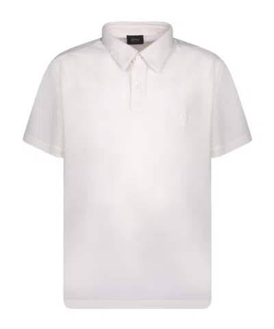 Brioni Logo-embroidered Wool Polo Shirt In White