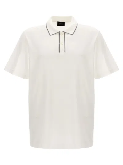 Brioni Logo-embroidered Cotton Polo Shirt In White