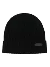 Brioni Logo-patch Ribbed-knit Beanie In Black