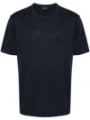 Brioni Logo-patch Cotton T-shirt In Blue