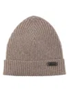 Brioni Logo-patch Ribbed-knit Beanie In 褐色