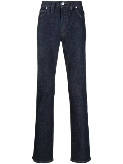 Brioni Logo-patch Straight-leg Jeans In Blue