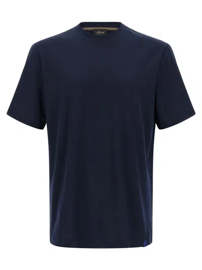 Brioni Logo Patch T Shirt In Blue