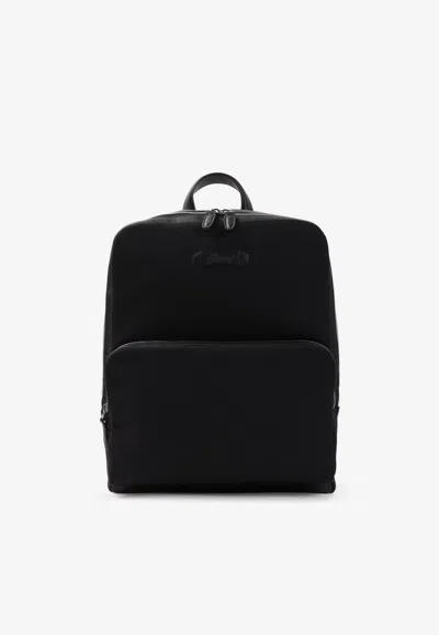 BRIONI LOGO PATCH WATERPROOF NYLON BACKPACK