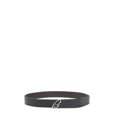 BRIONI LOGO-PLAQUE LEATHER BELT
