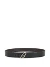 Brioni Adjustable Leather Reversible Belt In Black