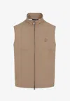 Brioni Logo Zip-up Gilet In Khaki