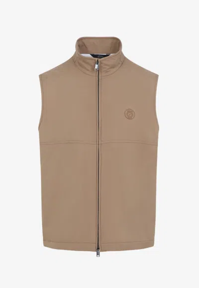 BRIONI LOGO ZIP-UP GILET