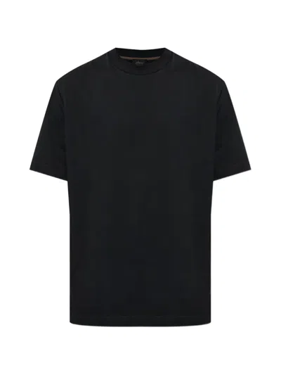 Brioni Logo-embroidered Short-sleeve T-shirt In Black