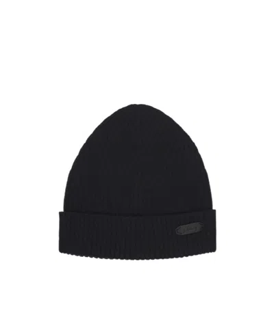 Brioni Logo-patch Beanie Hat In Blue
