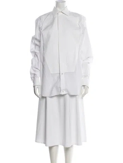 Pre-owned Brioni Long Sleeve Blouse In White