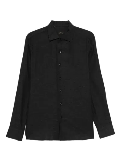 Brioni Long-sleeve Button-fastening Shirt In Black