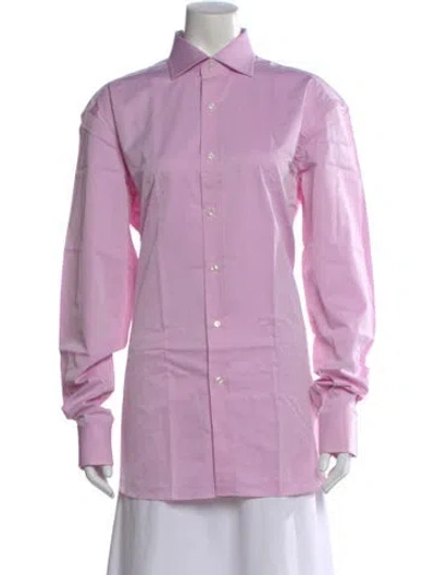 Pre-owned Brioni Long Sleeve Button-up Top W/ Tags In Purple
