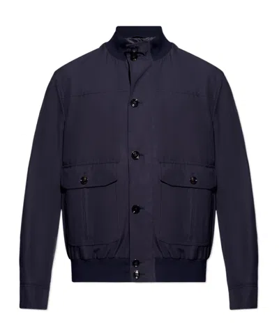 Brioni Long-sleeve Silk Jacket In Black