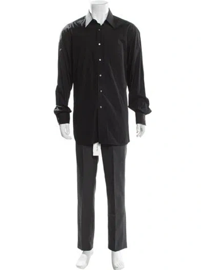 Pre-owned Brioni Long Sleeve Tuxedo Shirt In Black