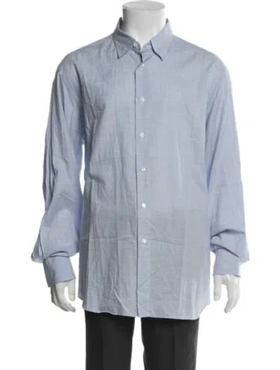 Pre-owned Brioni Long Sleeve Tuxedo Shirt In Blue