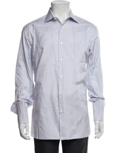 Pre-owned Brioni Long Sleeve Tuxedo Shirt In Purple