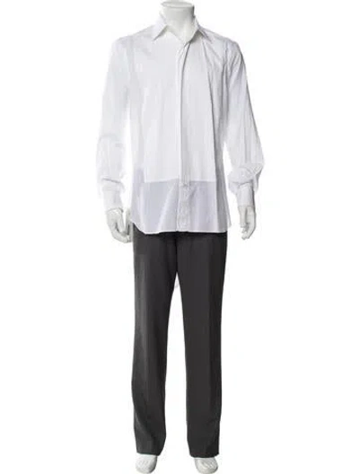 Pre-owned Brioni Long Sleeve Tuxedo Shirt In White