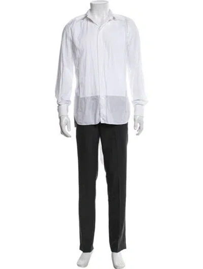 Pre-owned Brioni Long Sleeve Tuxedo Shirt In White