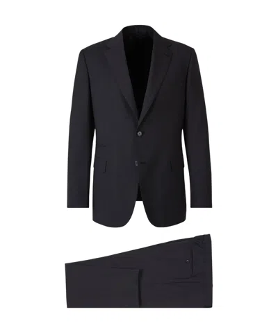 Brioni Long-sleeved Coat Belt Ring Trousers Suit In Blue