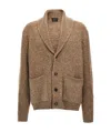 Brioni Shawl Collar Textured Knit Cardigan With Pockets In Brown