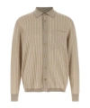 Brioni Knit Shirt With Chest Pocket And Ribbed Finish In Nude