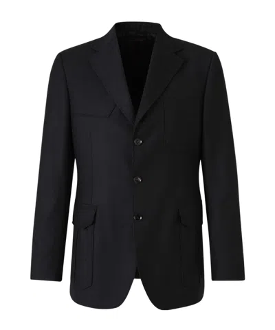 Brioni Long-sleeved Suit Coat In Black