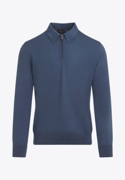 BRIONI LONG-SLEEVED ZIP POLO