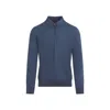 Brioni Long Sleeves Zip Polo In Blue