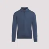 Brioni Long Sleeves Zip Polo In Blue