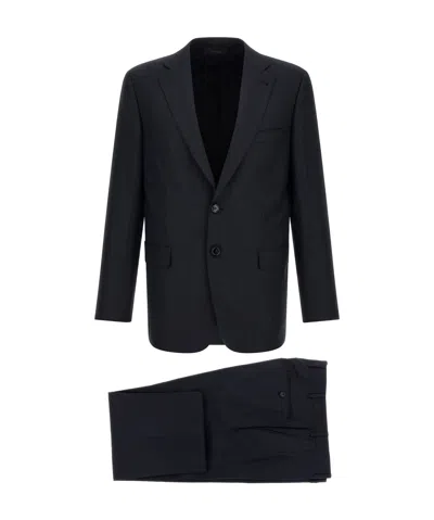 Brioni Long-sleeved Blazer And Trousers Set In Blue