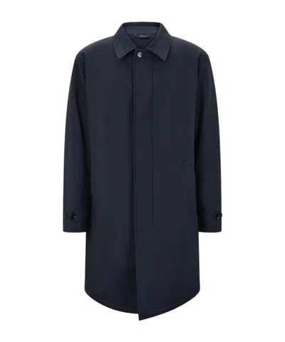 Brioni Long-sleeved Coat In Blue