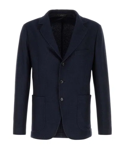Brioni Long-sleeved Suit Jacket In Blue
