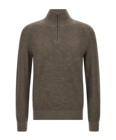Brioni Long-sleeved Sweater In Gray