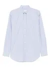 Brioni Striped Long-sleeved Shirt In Blue