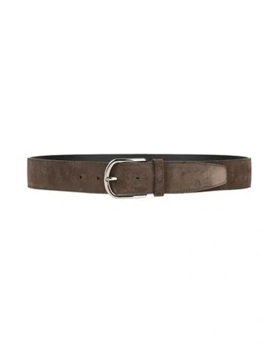Brioni Man Belt Khaki Size 38 Leather In Sand