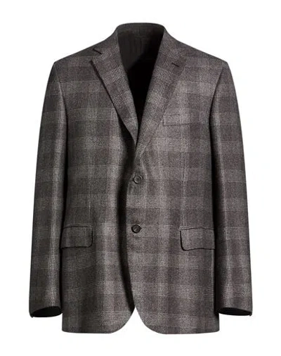 Brioni Man Blazer Grey Size 46 Cashmere, Silk In Gray
