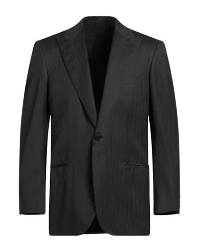 Brioni Man Blazer Lead Size 36 Wool In Grey