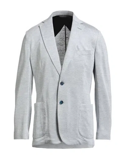 Brioni Man Blazer Light Blue Size Xl Linen, Cashmere, Silk In Gray